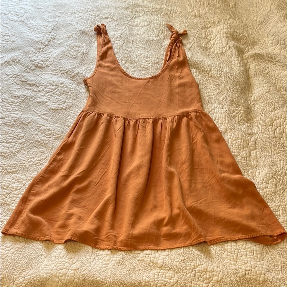 Orange Sleeveless Scoop Neck Sundress